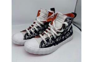 Converse Not A Chuck Black and White High Top Canvas Graphic Sneakers Youth 3